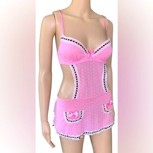 34B Victorias Secret Light Pink Apron Style Lingerie with Padded Push-up Bra